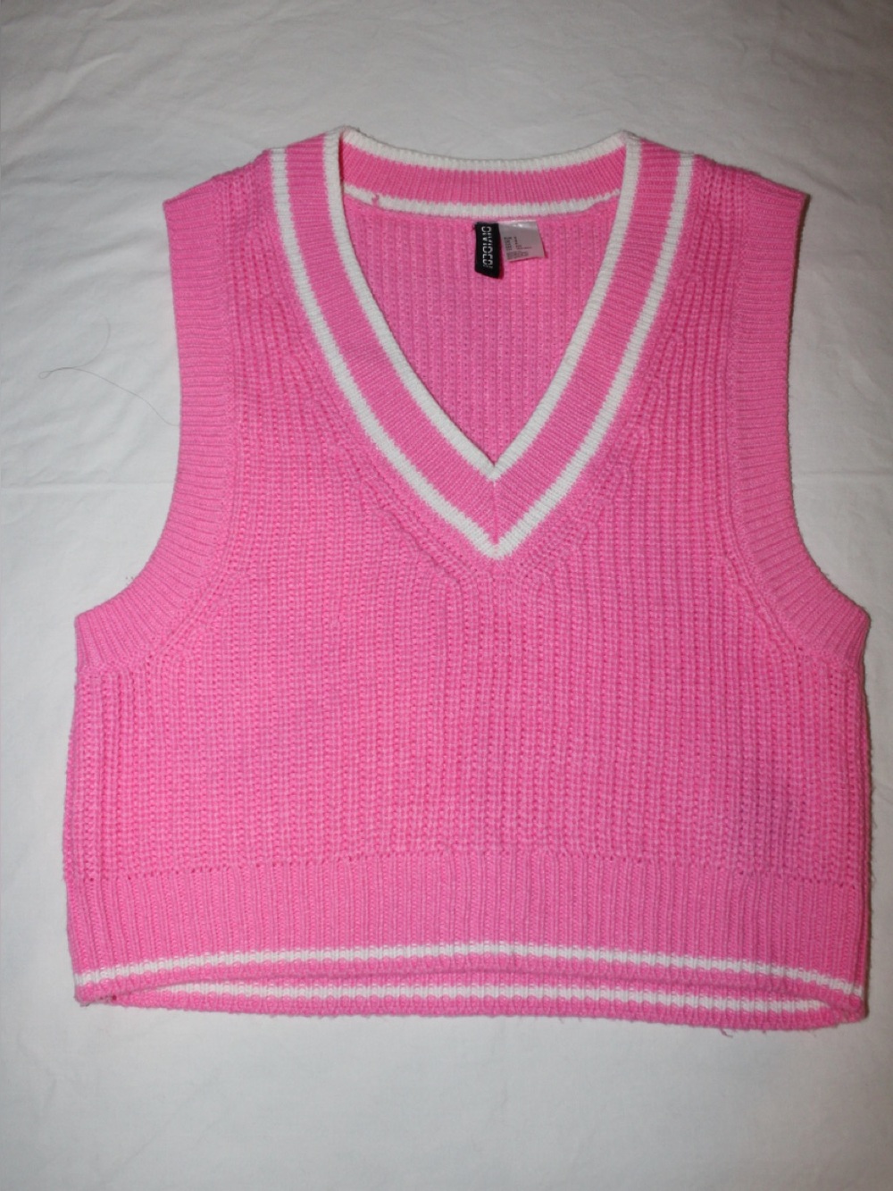 Divided Pink and White Knit Tank Top